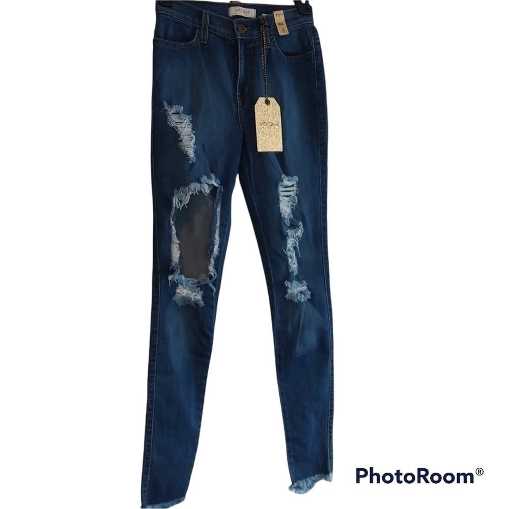 VIBRANT m.i.u., Destroyed Denim Jeans with Raw Hem 3(W25)